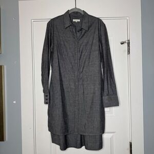 Rag & Bone Mini Cotton Shirt Dress Size 8 Gray Chambray Poplin Oversized Fit